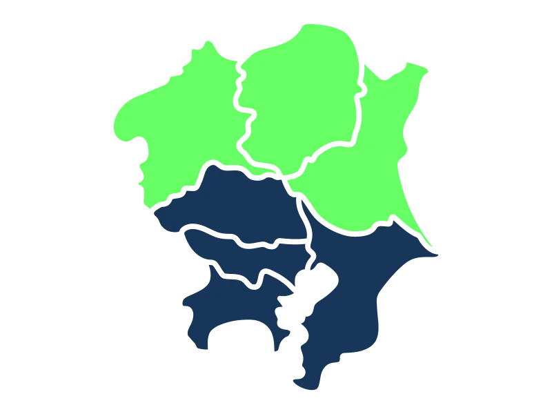 首都圏(東京都・神奈川県・埼玉県・千葉県)の対応エリアを示す地図