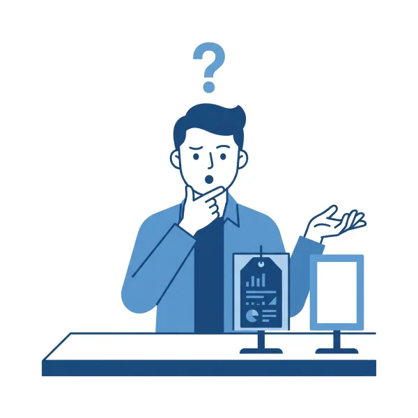 金額を比較する材料がなく困っている人のイラスト